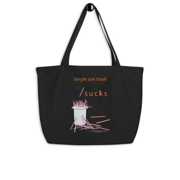 Single Use Trash Sucks - Tiny Planet Tote Bag Designed by Dorothea Mordan. Sold by Chandler Designs